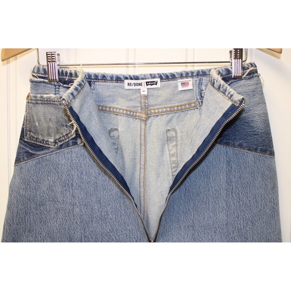 Re/Done RARE Patchwork‎ Denim Distressed Skirt Size 27 /28 - Picture 6 of 12